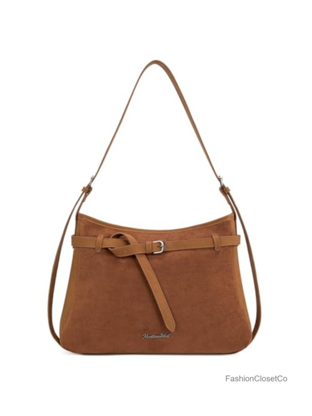 Faux Suede Slouchy Hobo Tote Bag with Adjustable Strap - Picture 1 of 6